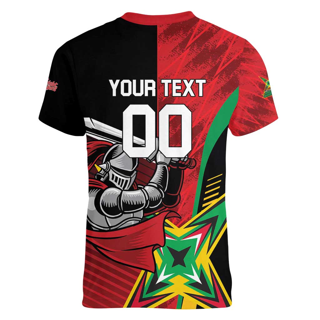 Custom Amazon Warriors Vs Knight Riders Women V-Neck T-Shirt Trinbago and Guyana Face Off Cricket LT01