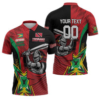 Custom Amazon Warriors Vs Knight Riders Zipper Polo Shirt Trinbago and Guyana Face Off Cricket LT01