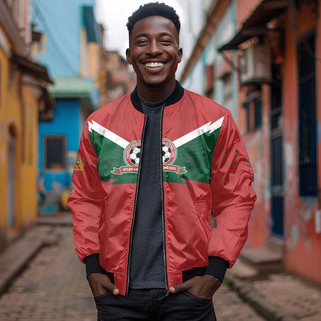 Custom Morocco 2026 Football Bomber Jacket Atlas Lionesses Born Winners