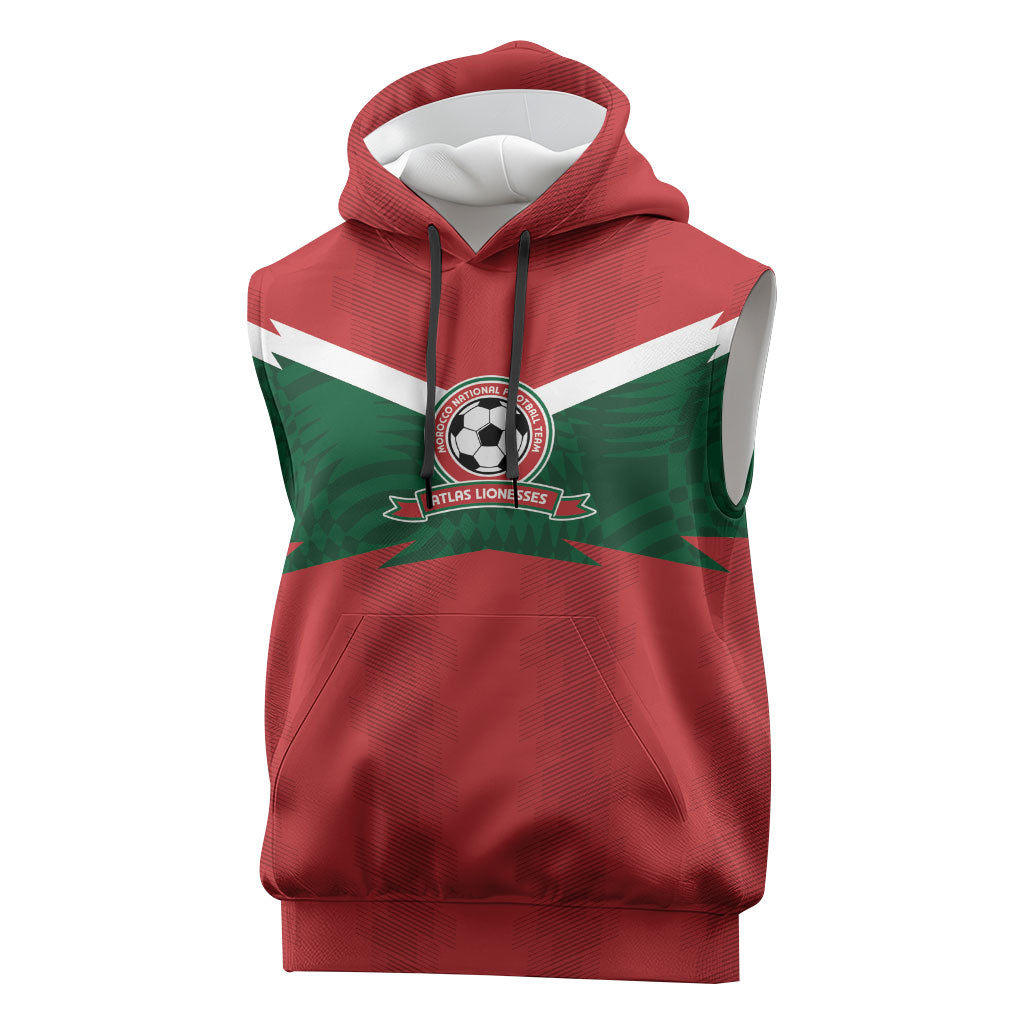 Custom Morocco 2026 Football Sleeveless Hoodie Atlas Lionesses Born Winners