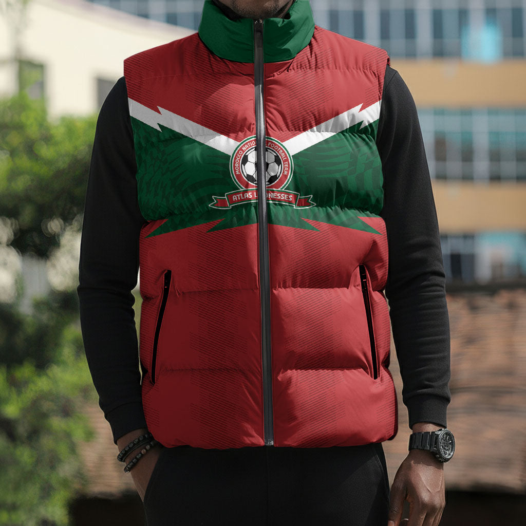 Custom Morocco 2026 Football Sleeveless Puffer Jacket Atlas Lionesses Born Winners