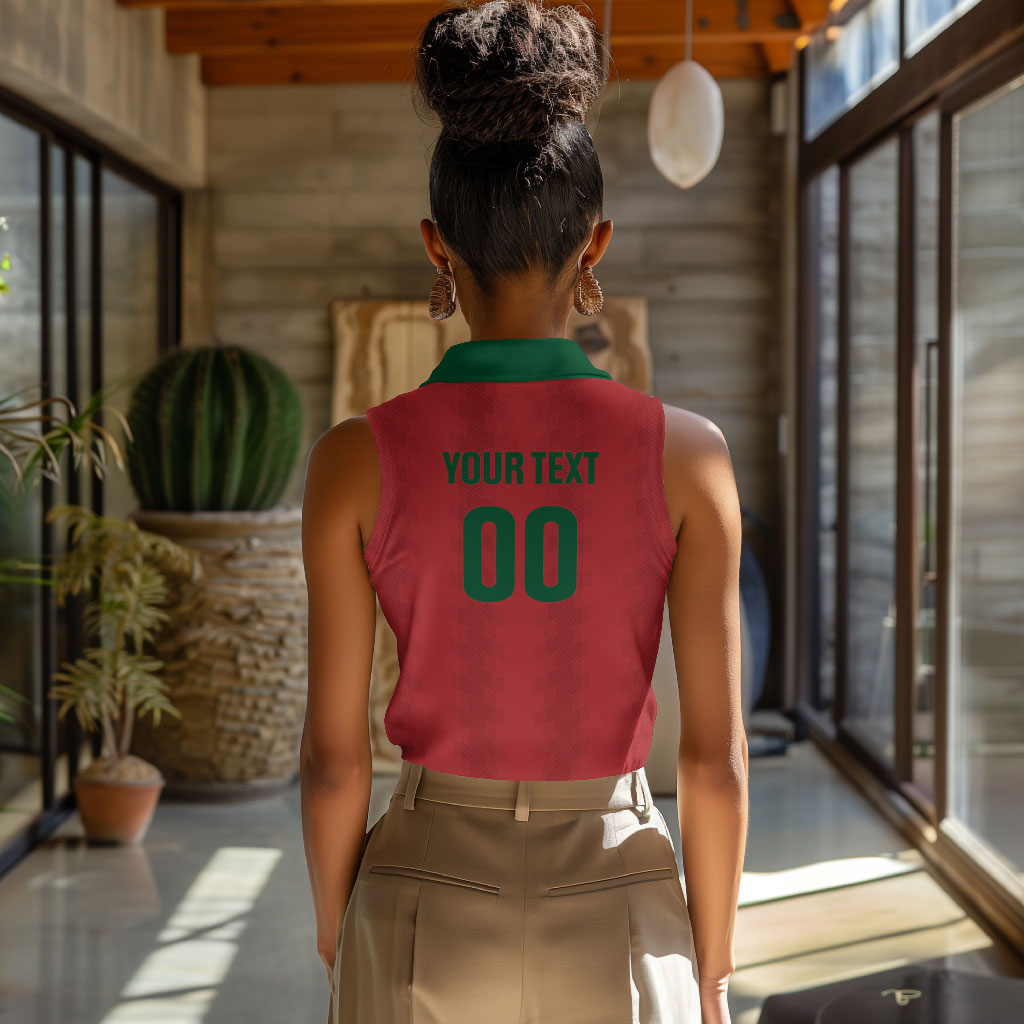 Custom Morocco 2026 Football Women Sleeveless Polo Shirt Atlas Lionesses Born Winners