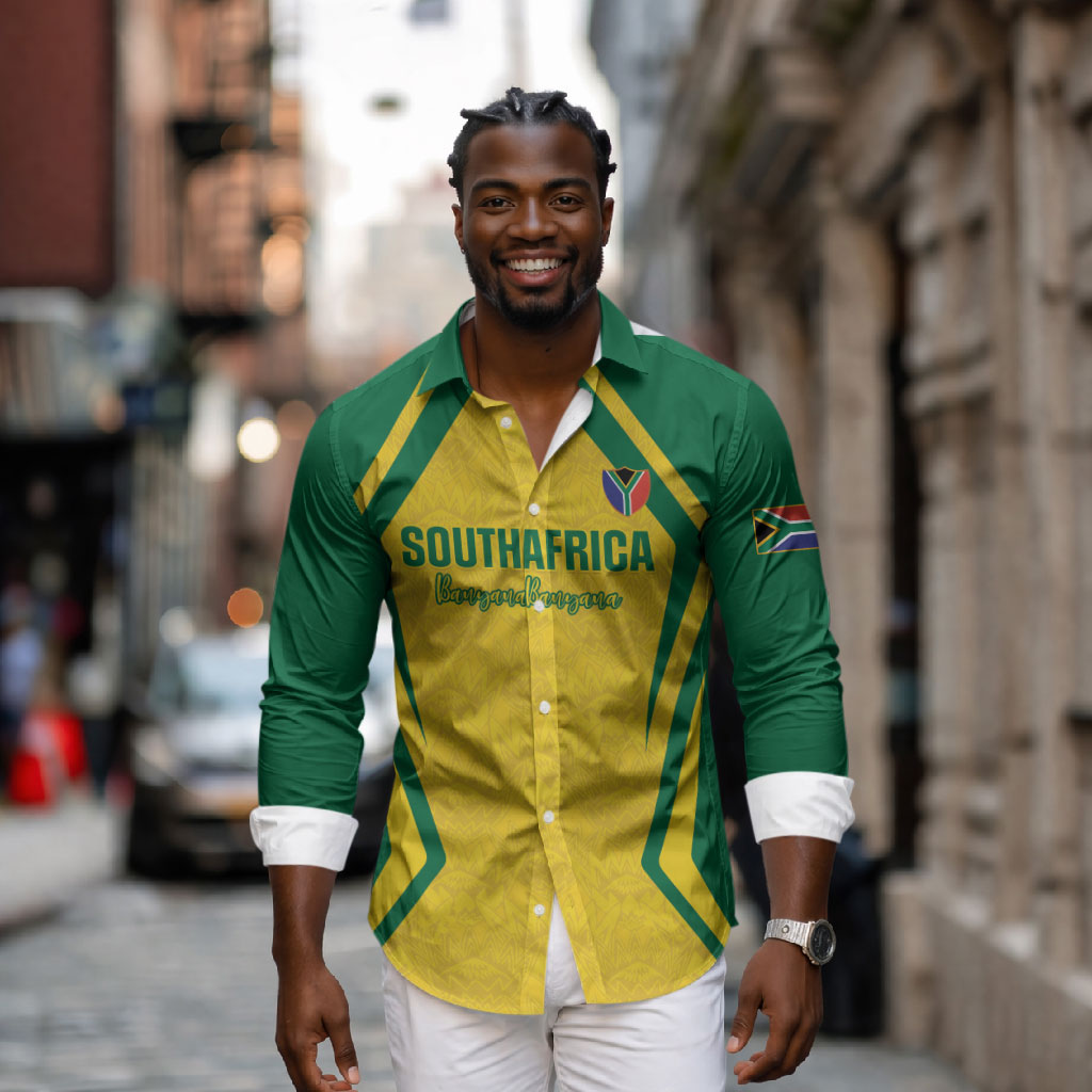 Custom South Africa 2026 Football Long Sleeve Button Shirt Banyana Banyana
