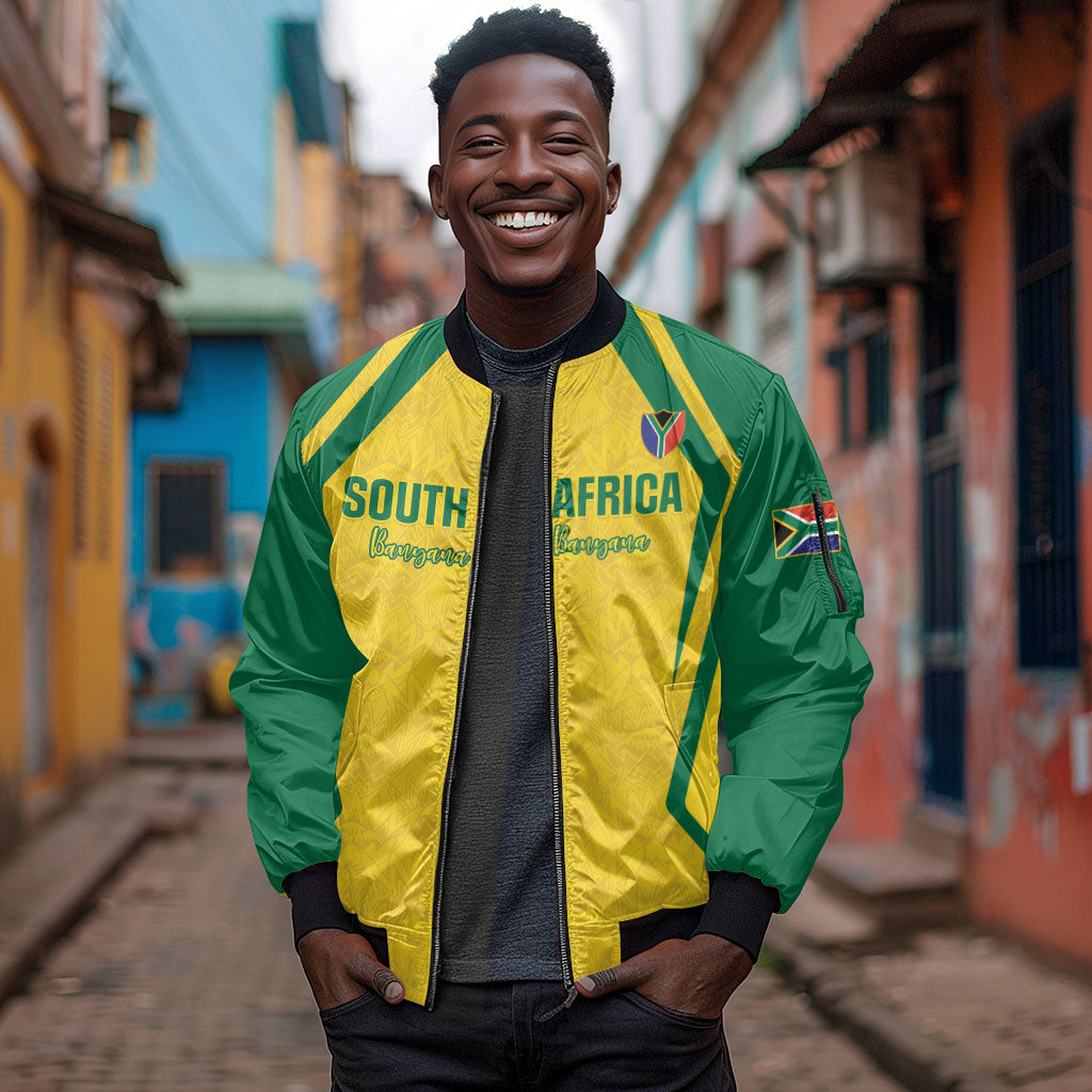 Custom South Africa 2026 Football Sleeve Zip Bomber Jacket Banyana Banyana