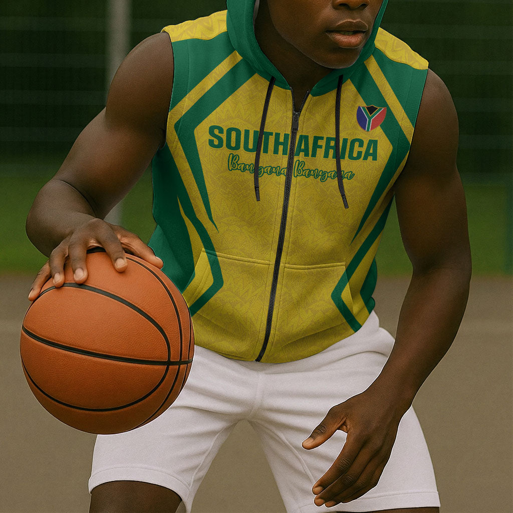 Custom South Africa 2026 Football Sleeveless Zip Hoodie Banyana Banyana