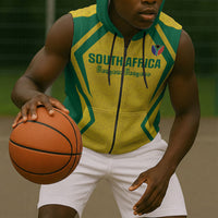 Custom South Africa 2026 Football Sleeveless Zip Hoodie Banyana Banyana