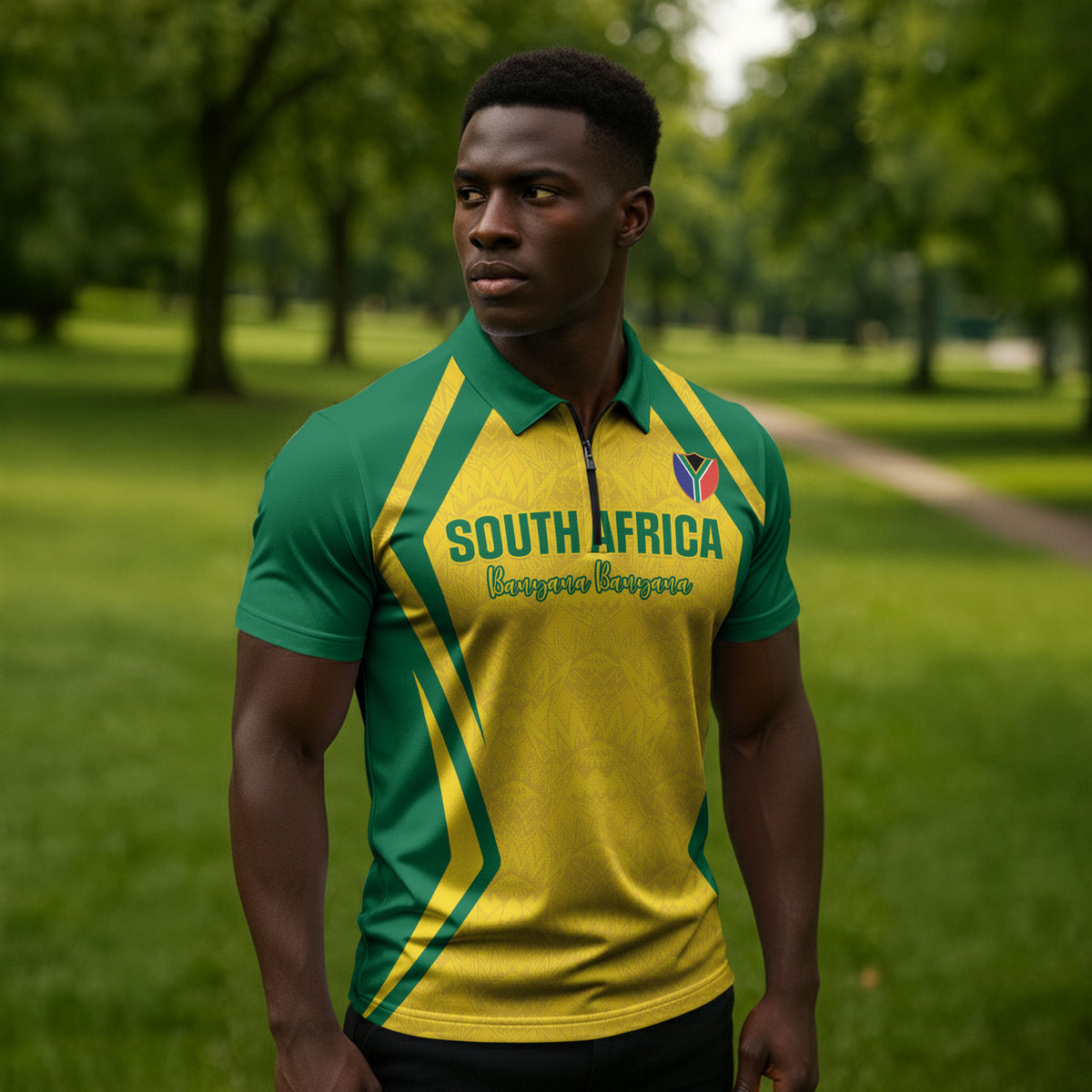 Custom South Africa 2026 Football Zipper Polo Shirt Banyana Banyana