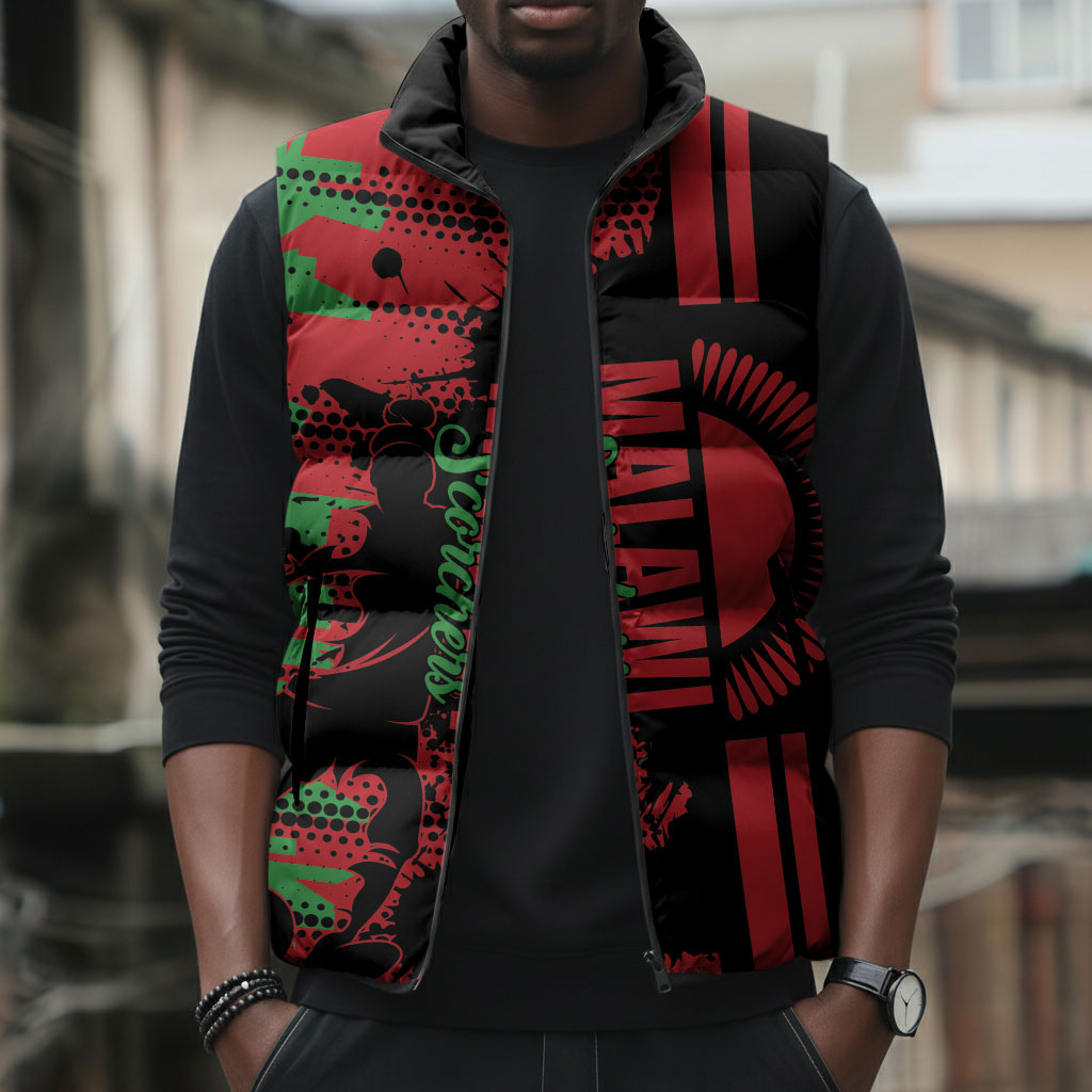 Custom Malawi 2026 Football Sleeveless Puffer Jacket Go Scorchers Go Champions