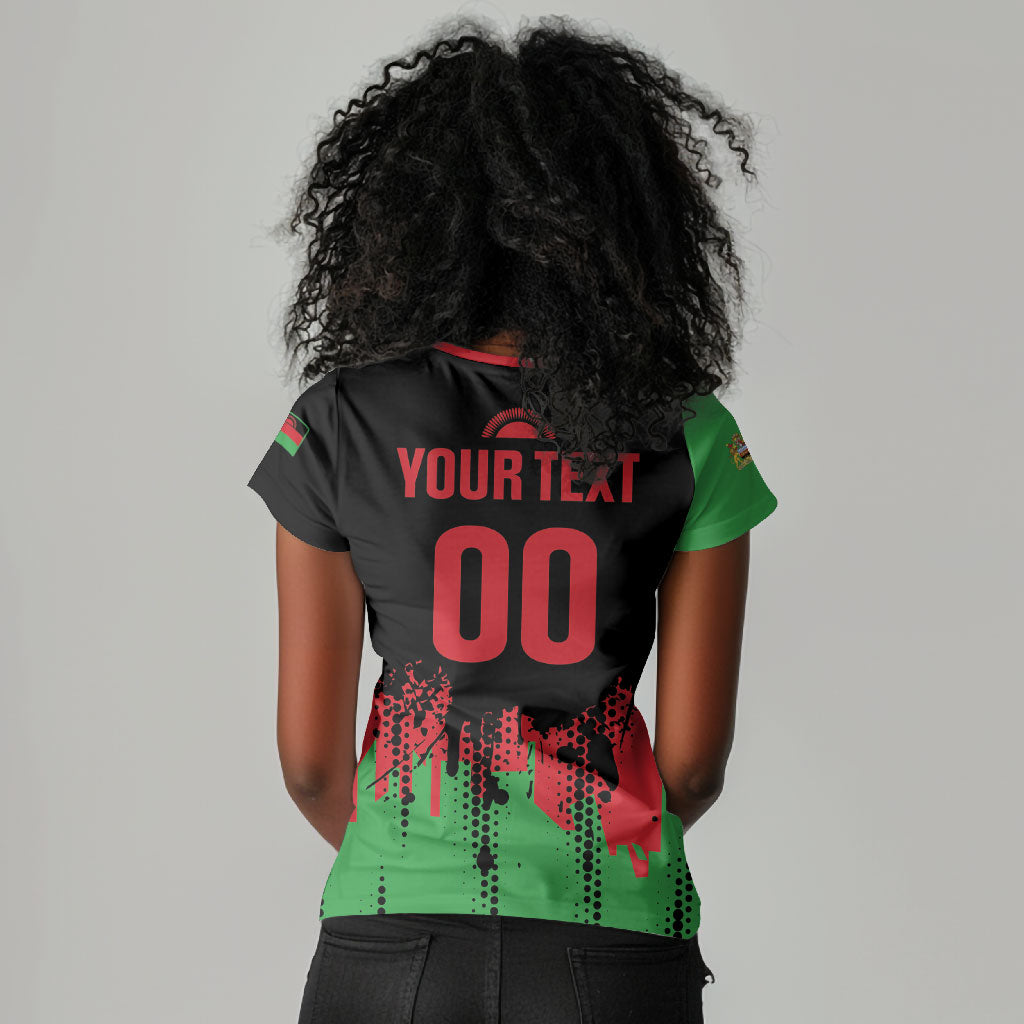 Custom Malawi 2026 Football Women V-Neck T-Shirt Go Scorchers Go Champions