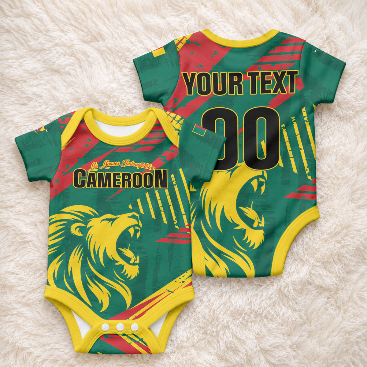 Custom Cameroon 2026 Football Baby Onesie Les Lionnes Indomptables