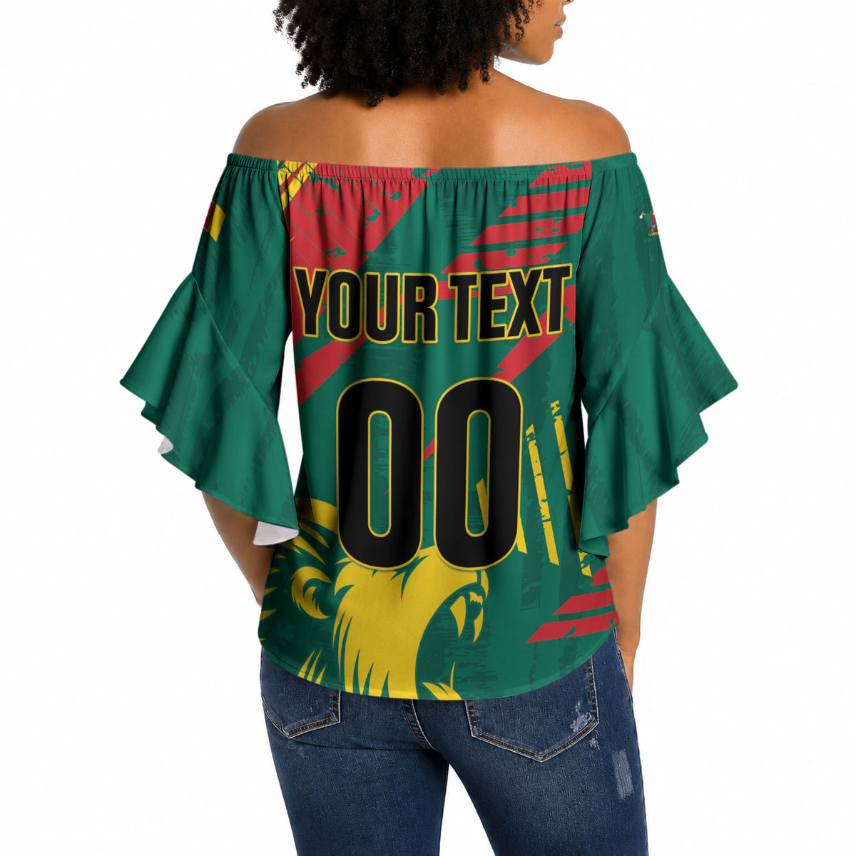 Custom Cameroon 2026 Football Off Shoulder Wrap Waist Top Les Lionnes Indomptables