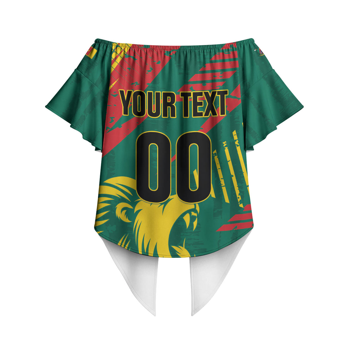 Custom Cameroon 2026 Football Off Shoulder Wrap Waist Top Les Lionnes Indomptables
