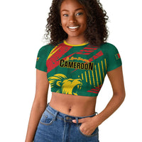 Custom Cameroon 2026 Football Raglan Cropped T shirt Les Lionnes Indomptables