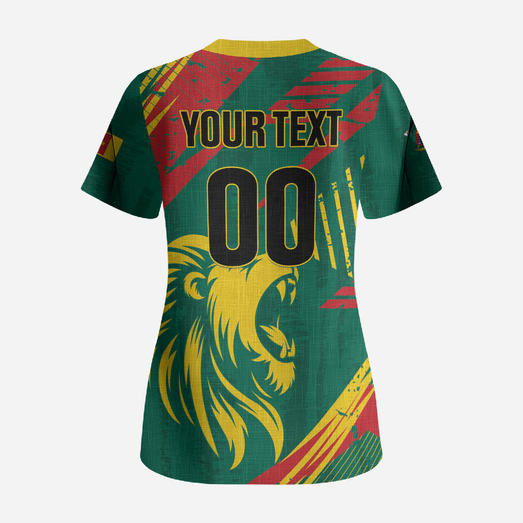 Custom Cameroon 2026 Football Scrub Top Les Lionnes Indomptables