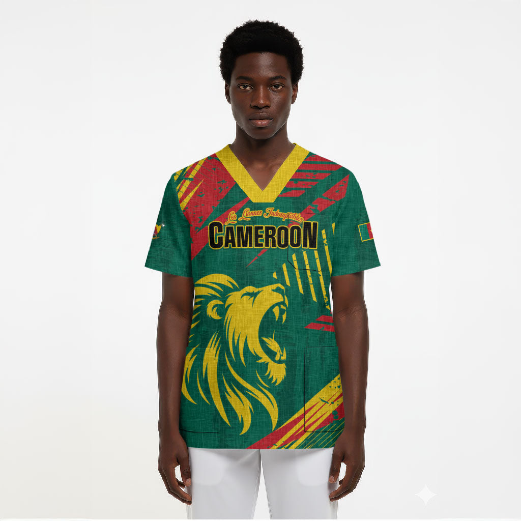 Custom Cameroon 2026 Football Scrub Top Les Lionnes Indomptables
