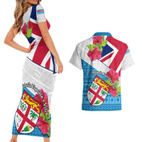 Fiji Day Couples Matching Short Sleeve Bodycon Dress and Hawaiian Shirt Fijian Hibiscus Special Version - Wonder Print Shop