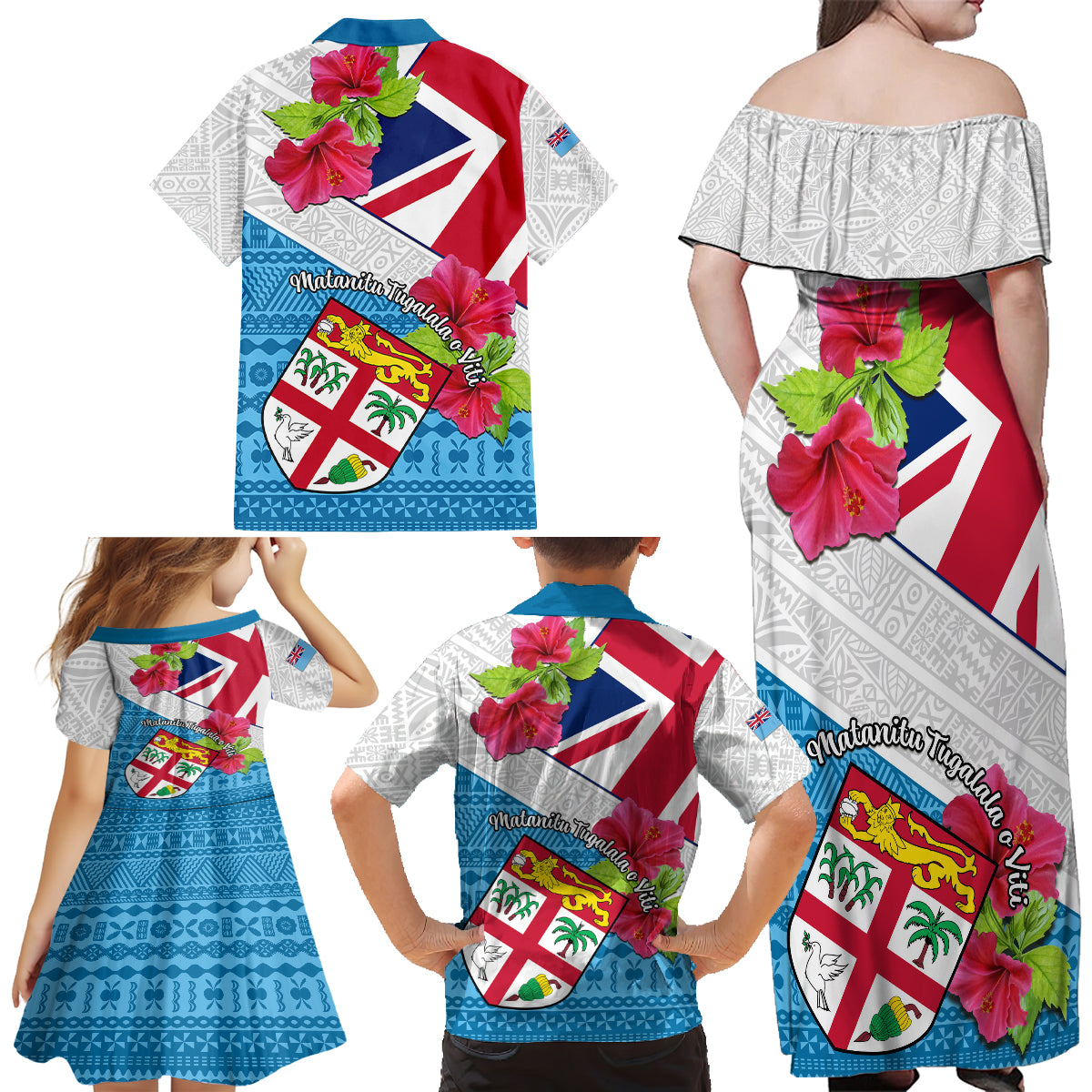 Fiji Day Family Matching Off Shoulder Maxi Dress and Hawaiian Shirt Fijian Hibiscus Special Version - Wonder Print Shop