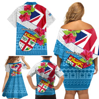 Fiji Day Family Matching Off Shoulder Short Dress and Hawaiian Shirt Fijian Hibiscus Special Version - Wonder Print Shop