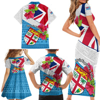Fiji Day Family Matching Short Sleeve Bodycon Dress and Hawaiian Shirt Fijian Hibiscus Special Version - Wonder Print Shop