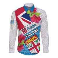 Fiji Day Long Sleeve Button Shirt Fijian Hibiscus Special Version - Wonder Print Shop