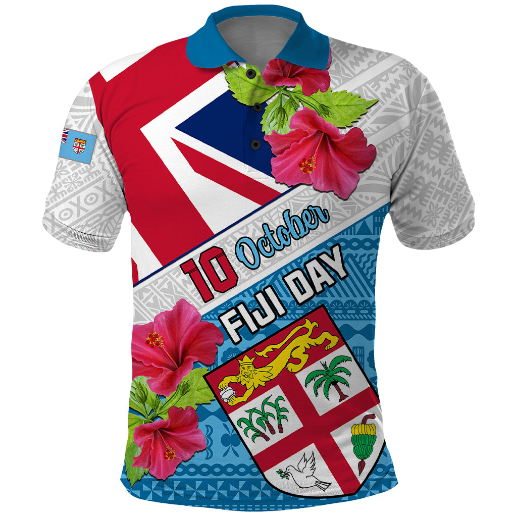 Fiji Day Polo Shirt Fijian Hibiscus Special Version - Wonder Print Shop