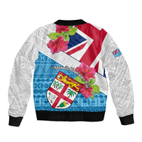 Fiji Day Sleeve Zip Bomber Jacket Fijian Hibiscus Special Version - Wonder Print Shop