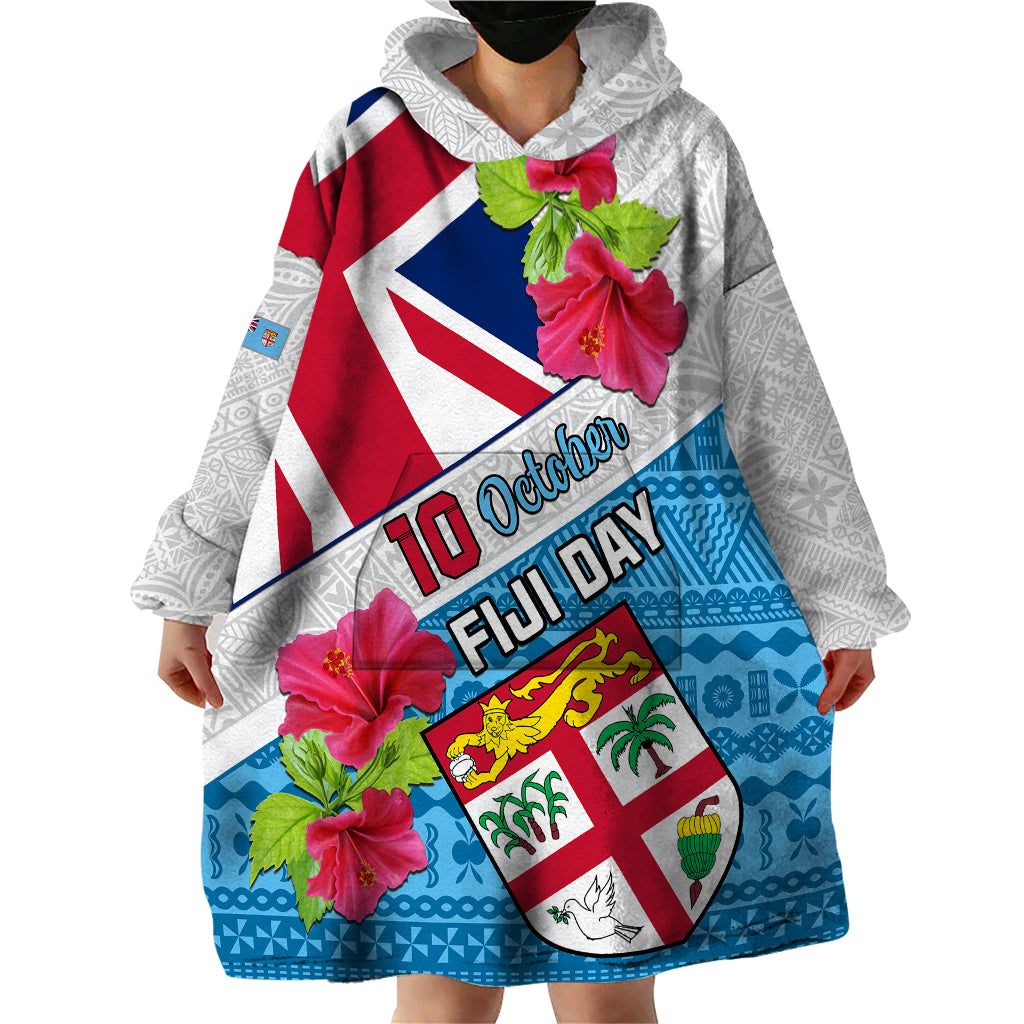 Fiji Day Wearable Blanket Hoodie Fijian Hibiscus Special Version - Wonder Print Shop