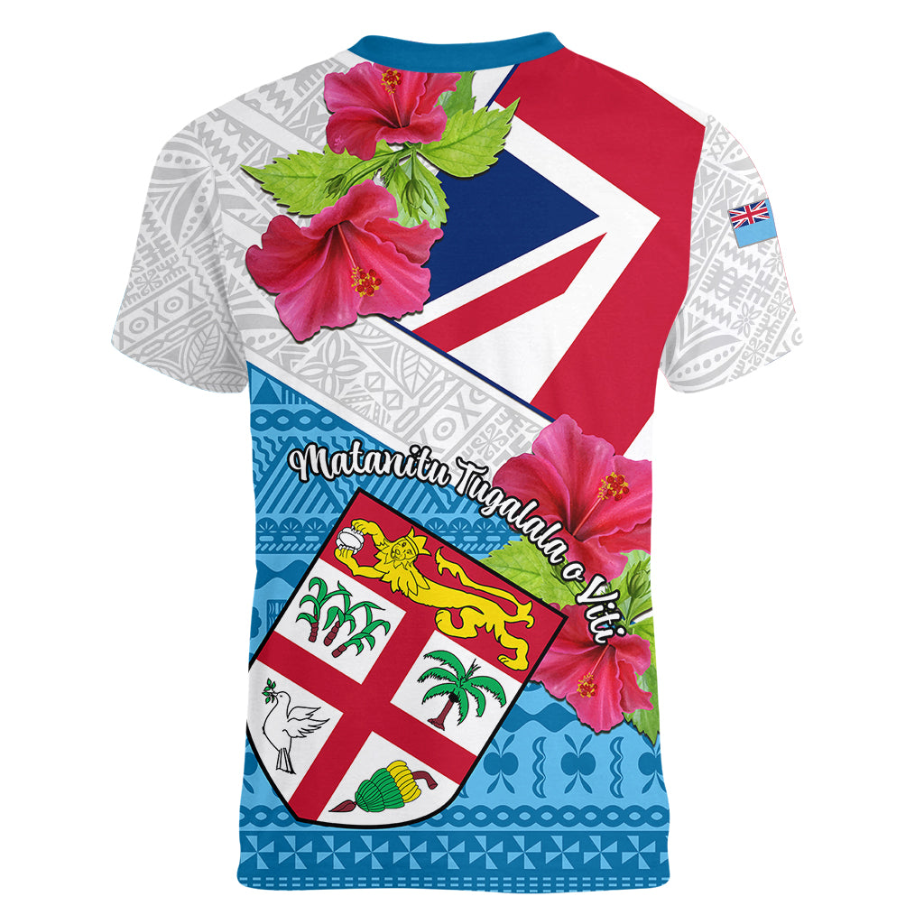 Fiji Day Women V Neck T Shirt Fijian Hibiscus Special Version - Wonder Print Shop