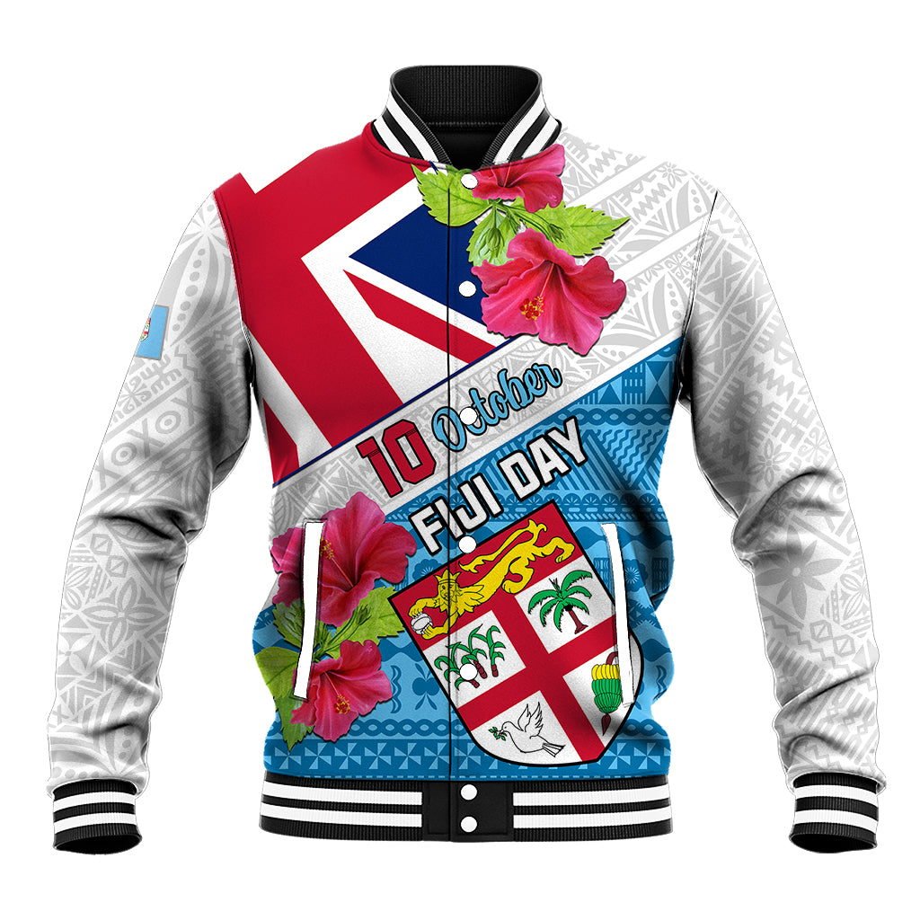 Personalised Fiji Day Baseball Jacket Fijian Hibiscus Special Version - Wonder Print Shop