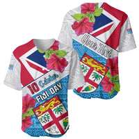 Personalised Fiji Day Baseball Jersey Fijian Hibiscus Special Version - Wonder Print Shop