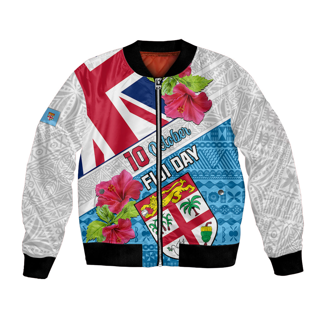 Personalised Fiji Day Bomber Jacket Fijian Hibiscus Special Version - Wonder Print Shop