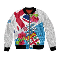 Personalised Fiji Day Bomber Jacket Fijian Hibiscus Special Version - Wonder Print Shop