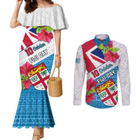 personalised-fiji-day-couples-matching-mermaid-dress-and-long-sleeve-button-shirts-fijian-hibiscus-special-version