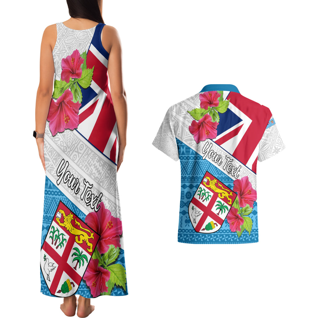 Personalised Fiji Day Couples Matching Tank Maxi Dress and Hawaiian Shirt Fijian Hibiscus Special Version - Wonder Print Shop