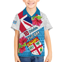 Personalised Fiji Day Family Matching Off Shoulder Long Sleeve Dress and Hawaiian Shirt Fijian Hibiscus Special Version - Wonder Print Shop