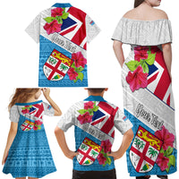 Personalised Fiji Day Family Matching Off Shoulder Maxi Dress and Hawaiian Shirt Fijian Hibiscus Special Version - Wonder Print Shop