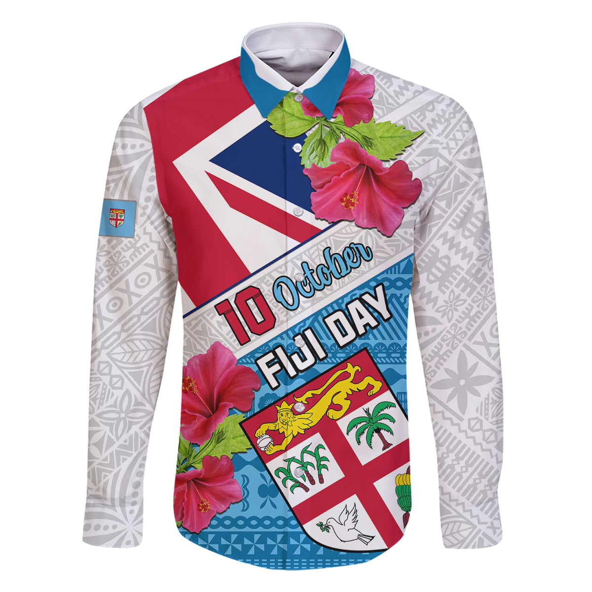 Personalised Fiji Day Family Matching Off Shoulder Short Dress and Hawaiian Shirt Fijian Hibiscus Special Version - Wonder Print Shop