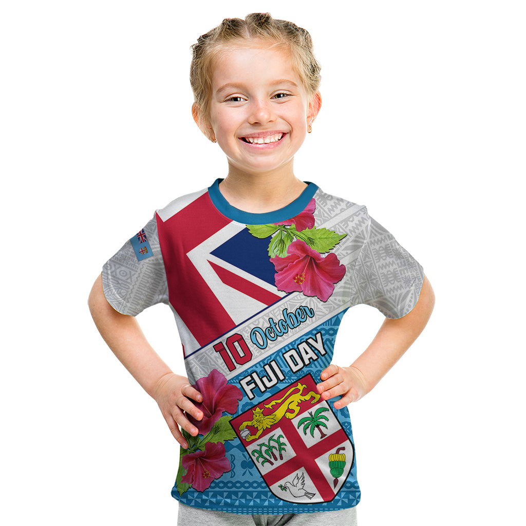 Personalised Fiji Day Kid T Shirt Fijian Hibiscus Special Version - Wonder Print Shop