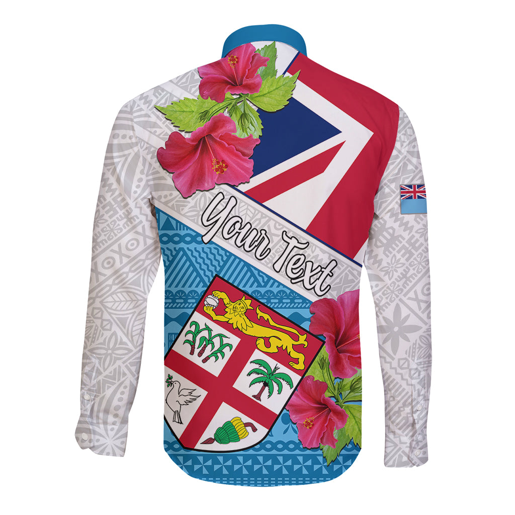 Personalised Fiji Day Long Sleeve Button Shirt Fijian Hibiscus Special Version - Wonder Print Shop