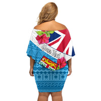 Personalised Fiji Day Off Shoulder Short Dress Fijian Hibiscus Special Version - Wonder Print Shop