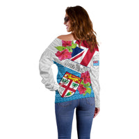 Personalised Fiji Day Off Shoulder Sweater Fijian Hibiscus Special Version - Wonder Print Shop