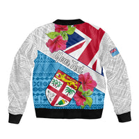 Personalised Fiji Day Sleeve Zip Bomber Jacket Fijian Hibiscus Special Version - Wonder Print Shop