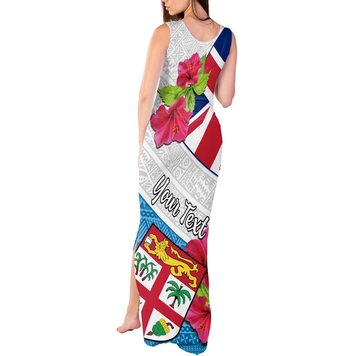 Personalised Fiji Day Tank Maxi Dress Fijian Hibiscus Special Version - Wonder Print Shop