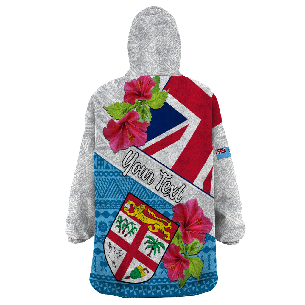 Personalised Fiji Day Wearable Blanket Hoodie Fijian Hibiscus Special Version - Wonder Print Shop