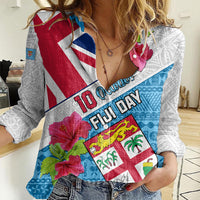 Personalised Fiji Day Women Casual Shirt Fijian Hibiscus Special Version - Wonder Print Shop
