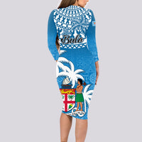 Fiji Long Sleeve Bodycon Dress Bula Fijian Tapa Pattern - Wonder Print Shop