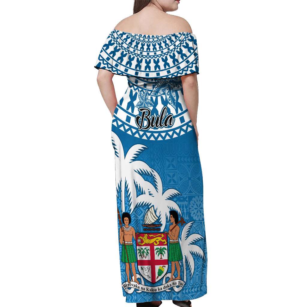 Fiji Off Shoulder Maxi Dress Bula Fijian Tapa Pattern - Wonder Print Shop