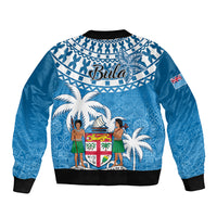 Fiji Sleeve Zip Bomber Jacket Bula Fijian Tapa Pattern - Wonder Print Shop