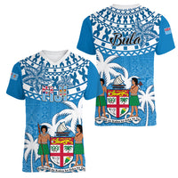 Fiji Women V Neck T Shirt Bula Fijian Tapa Pattern - Wonder Print Shop