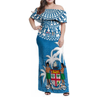 Personalised Fiji Family Matching Off Shoulder Maxi Dress and Hawaiian Shirt Bula Fijian Tapa Pattern - Wonder Print Shop